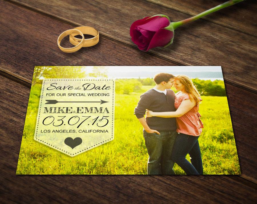 Wedding - Wedding Save the Date Postcard Template - Photoshop Template PSD - Save the Date Invitations Photography WS005