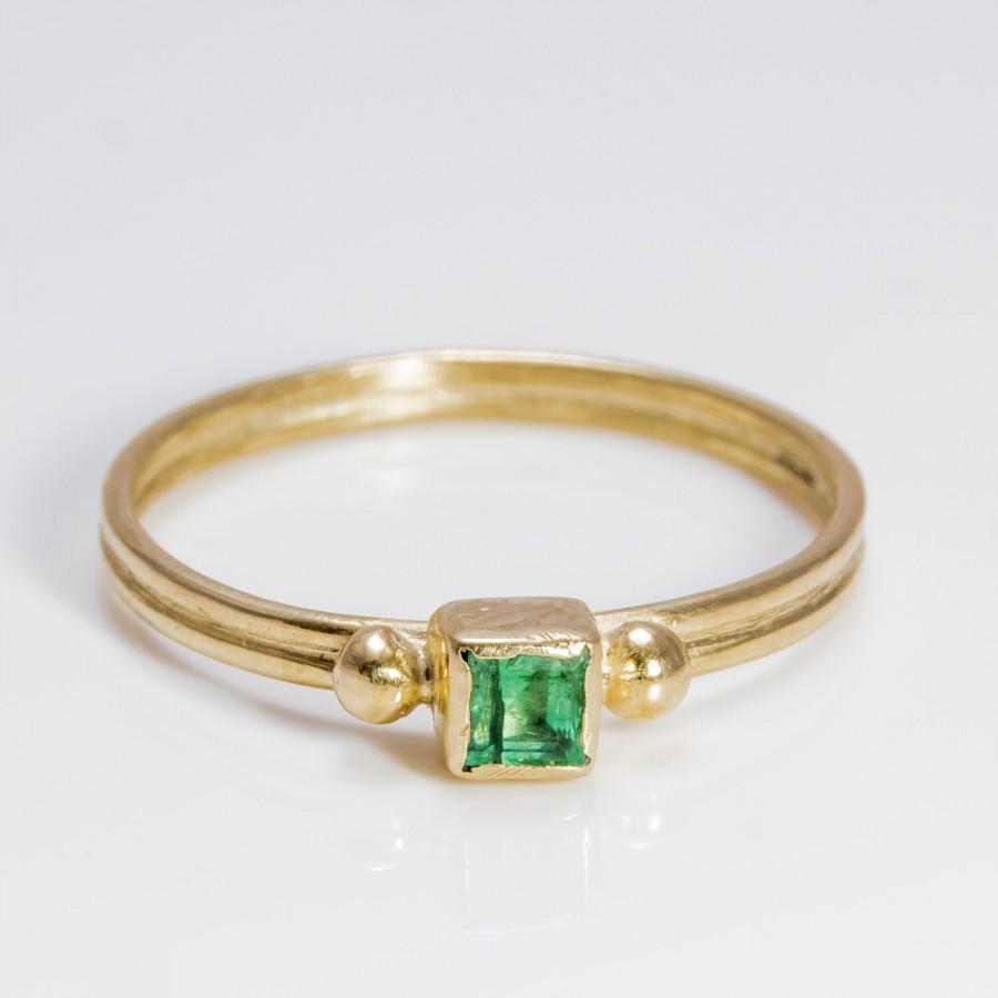 Mariage - Emerald gold ring - Engagement ring - 9k Gold