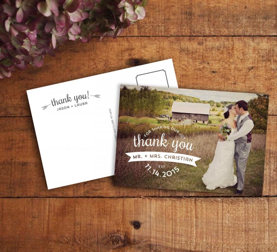 Wedding - Thank You Card, Wedding Thank You, Wedding Thank You Card, Thank You Postcard, Photo Thank You, Printable Thank You