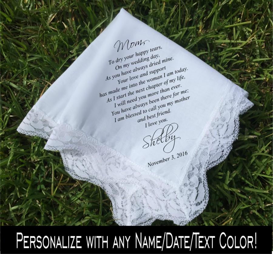 Wedding - Mother of the Bride gift mother of the bride handkerchief mother of the groom gift wedding handkerchief printed handkerchief gift (H 043)