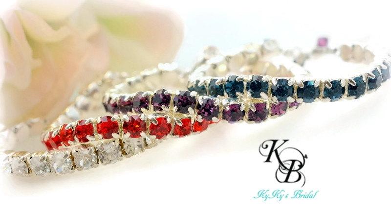 Hochzeit - Tennis Bracelet Set, Bridesmaid Jewelry Sets, Choice of Color, Crystal Tennis Bracelets, Swarovski Crystals, Bridesmaid Gift