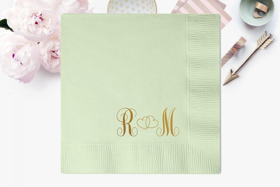 Hochzeit - Personalized Napkins Personalized Napkins Wedding Personalized Cocktail & Luncheon Available Anniversary Monogram Custom Napkins