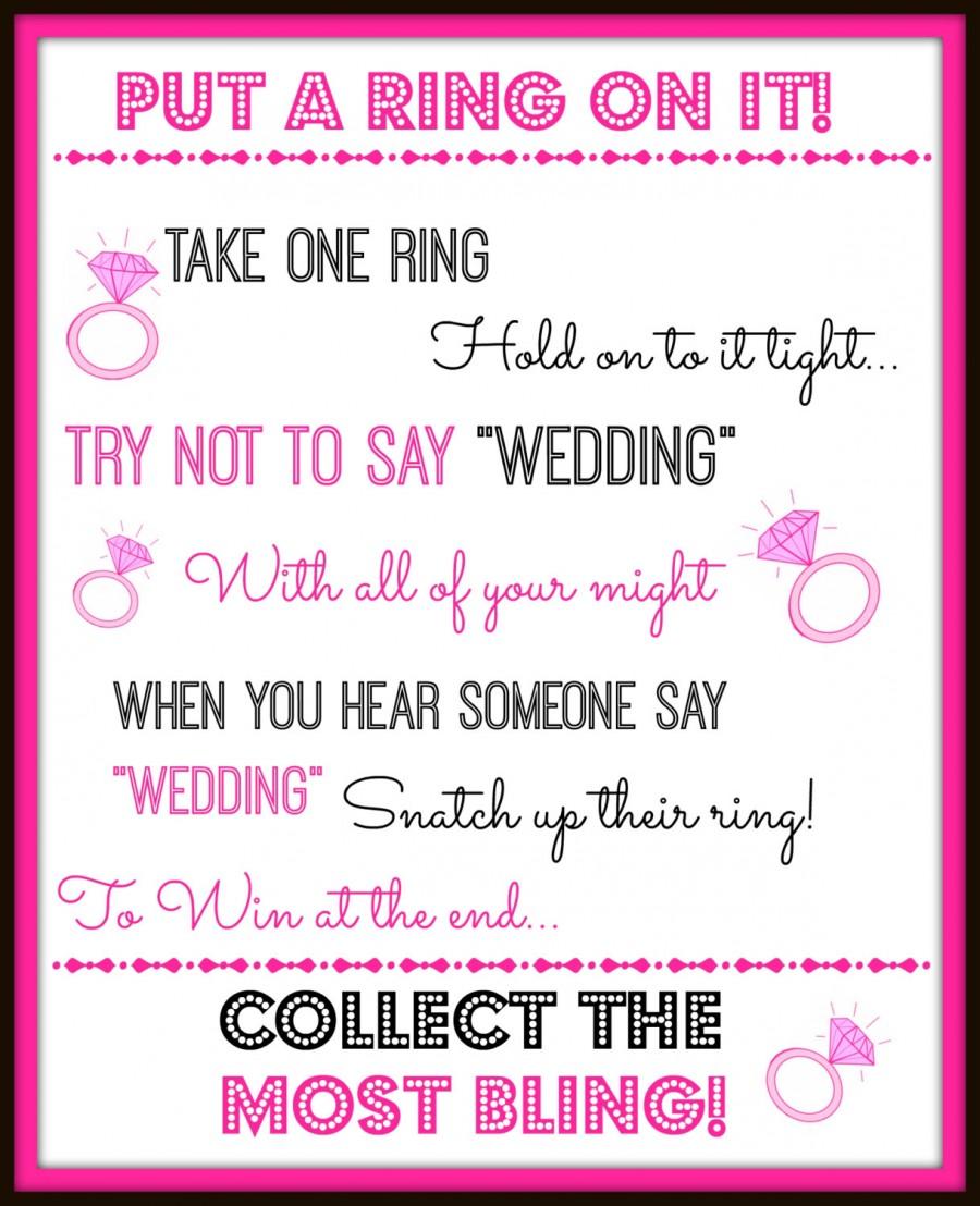 Hochzeit - Put a Ring on it! Bridal Showeror Bachelorette Party Game Decoration Instant Digital Download