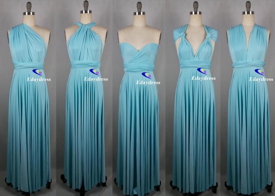 Hochzeit - Bridesmaid Dress Infinity Dress Light Baby Mint Blue Floor Length Wrap Convertible Dress Wedding Dress