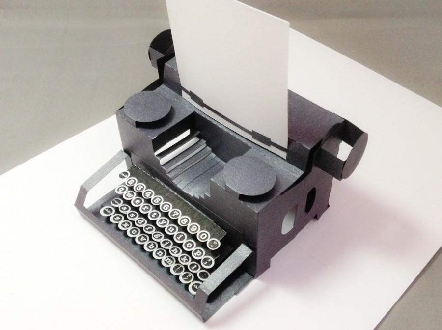 زفاف - typewriter popup  card with keys. Blank paper