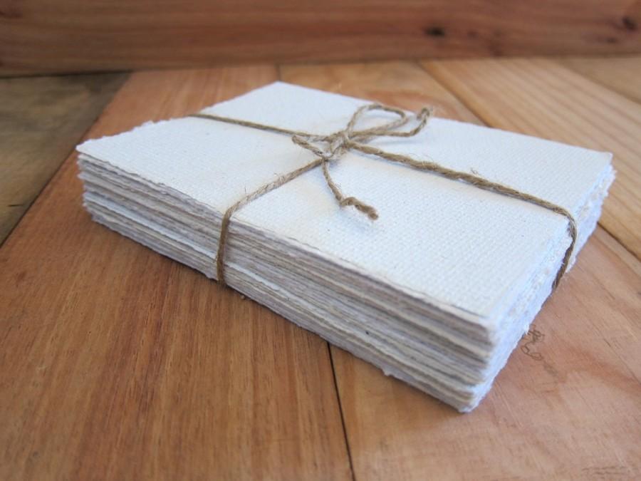 Mariage - White Handmade paper sheets, Recycled paper, Homemade paper, Eco friendly paper, Natural Writing paper, 20 sheets 4 1/4" x 6" (10.5 x 15cm)