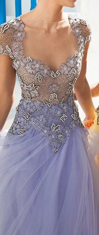 Mariage - Lavender Beaded Tulle Gown
