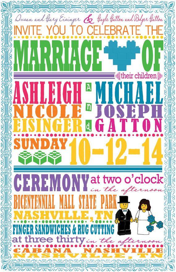 زفاف - Rainbow Building Blocks Wedding Invitations - Custom Listing For Ashleigh