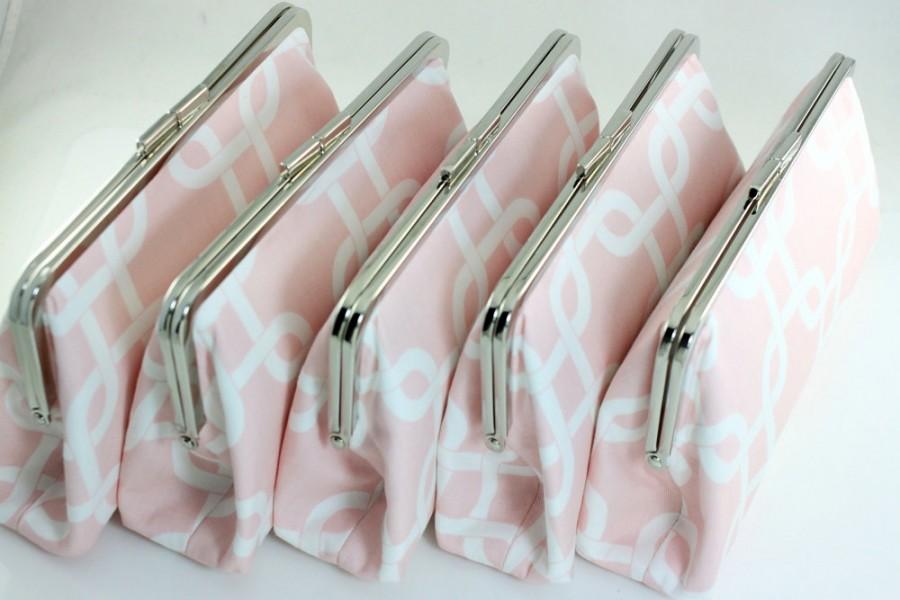 Wedding - Blush Pink Bridesmaid Clutches / Bridesmaid Gift / Wedding Purse Clutches - Set of 8