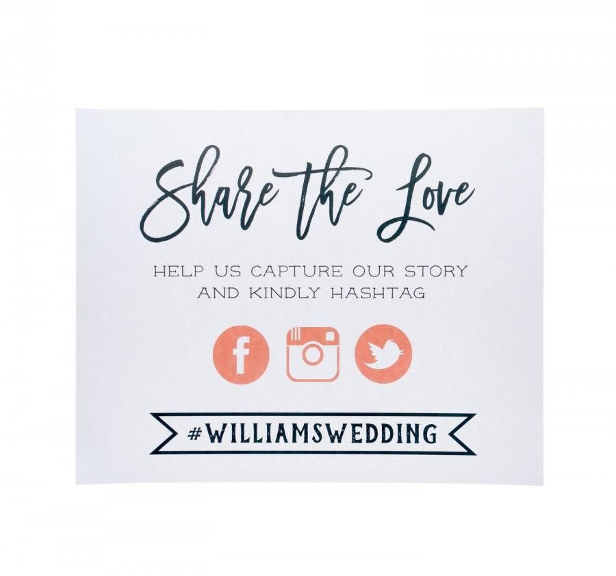 Hochzeit - DIGITAL FILE ~ Social Media Wedding Sign ~ Social Media Sign ~ Share the Love Sign ~ Wedding Hashtag