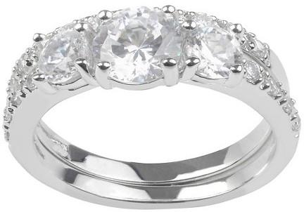 زفاف - Journee Collection 5/8 CT. T.W. Round-Cut CZ Pave Set Wedding Ring Set in Sterling Silver