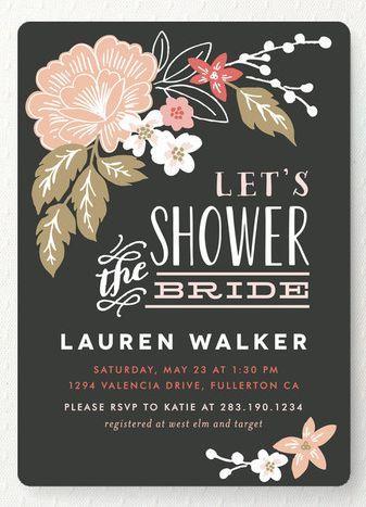 Свадьба - Pressed Flowers Bridal Shower Invitations