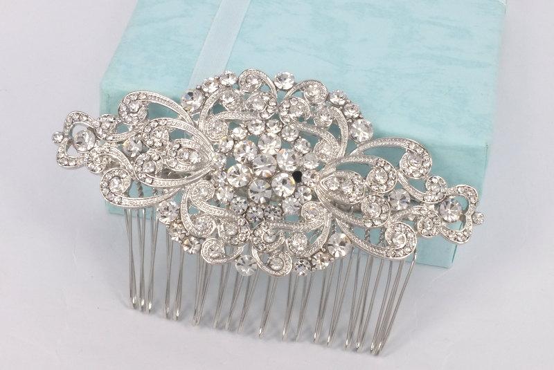 Hochzeit - Christine - Vintage Style Rhinestone Bridal Comb