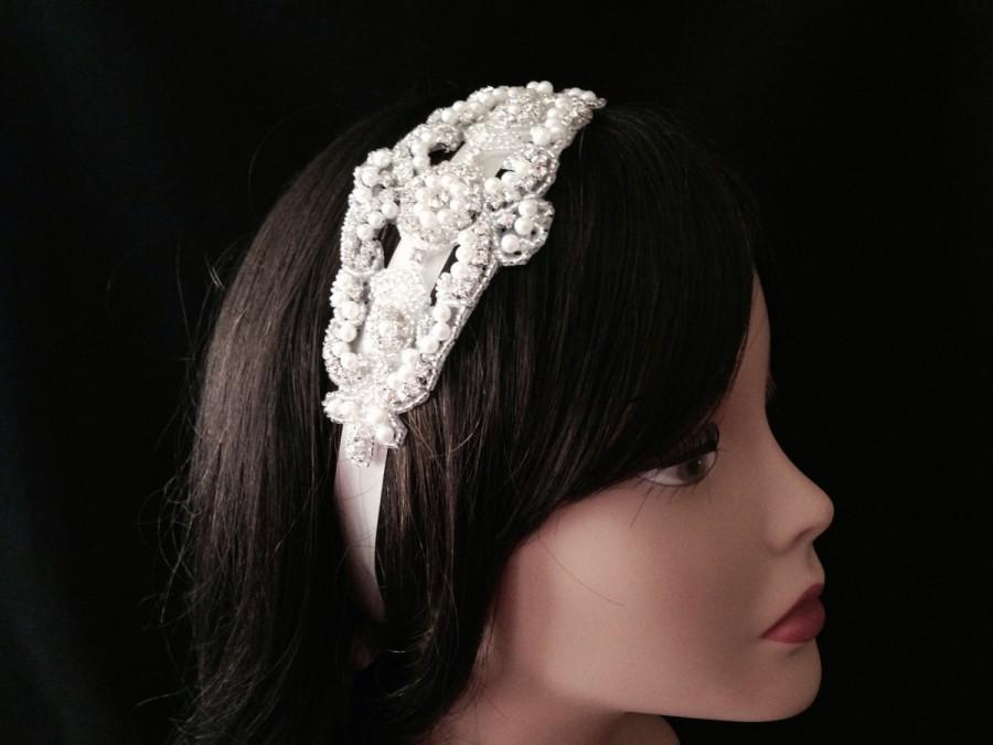 Wedding - Bridal Headband- Rhinestone and Pearl Bridal Headband- Bridal Headpiece- Rhinestone Bridal Headband