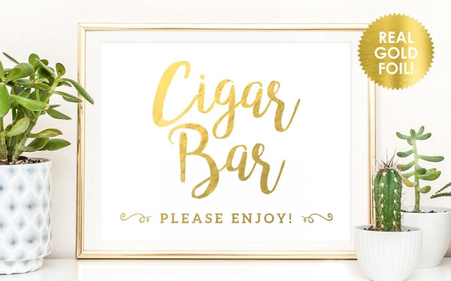 Wedding - Wedding Cigar Bar Signs in REAL Gold Foil / Wedding Cigar Bar Signs / Wedding Reception Cigar Signs /  Gold Foil Wedding Signs / Peony Theme