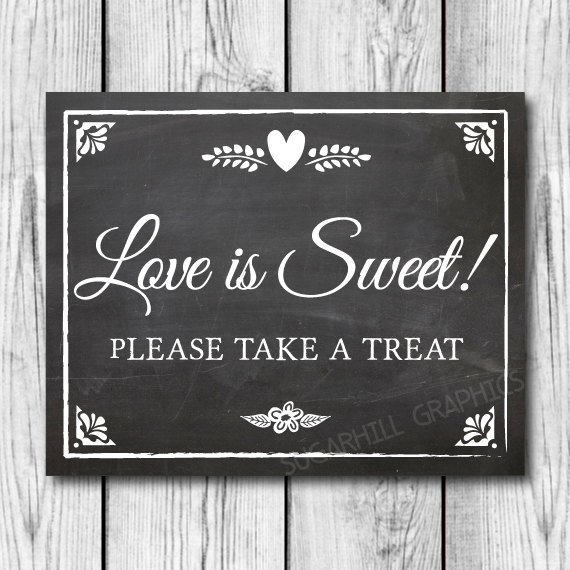 Hochzeit - Chalkboard Wedding Sign, Printable Wedding Sign, Chalkboard Wedding Love Is Sweet Sign, Wedding Decor, Wedding Signage, Instant Download