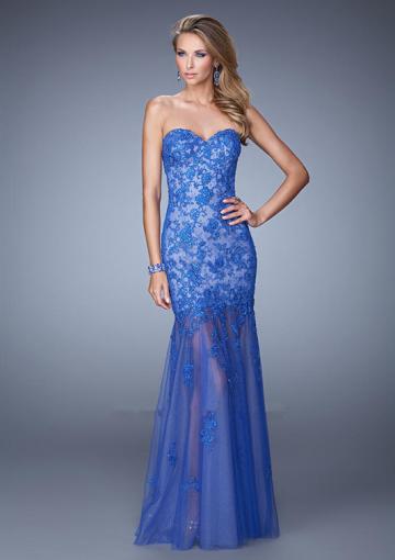 Mariage - Sleeveless Tulle Ruched Blue Sweetheart Appliques Zipper Floor Length Sheath
