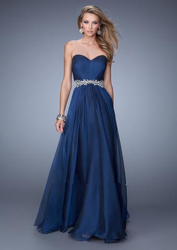 Mariage - Sleeveless Navy Appliques Ruched Blue Sweetheart Zipper Floor Length