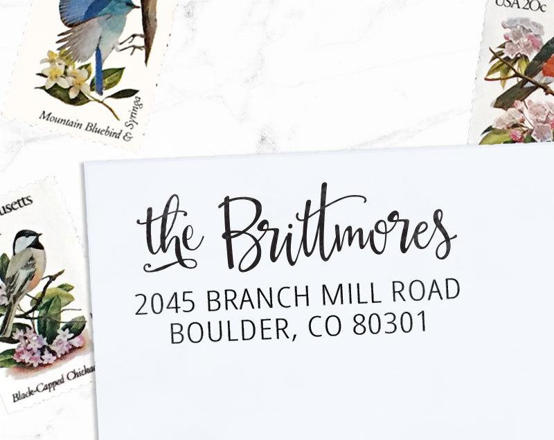Mariage - Custom Address Stamp, Calligraphy Stamp, Custom Stamp,  Personalized Stamp, Wedding Stamp, Self Inking or Eco mount -  Brittmore