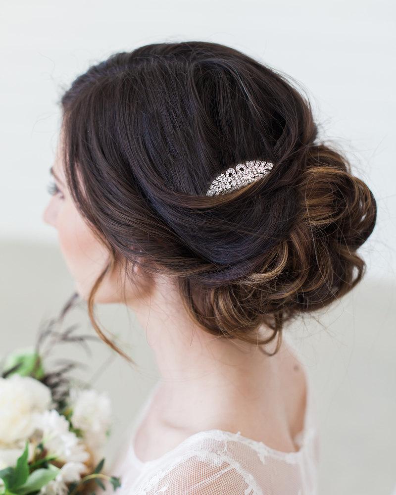 زفاف - Art Deco Silver Crystal Bridal Hair Comb, Vintage Inspired Hairpiece, Downton Abbey, Great Gatsby, Bridal Hair Accessory, Crystal Headpiece