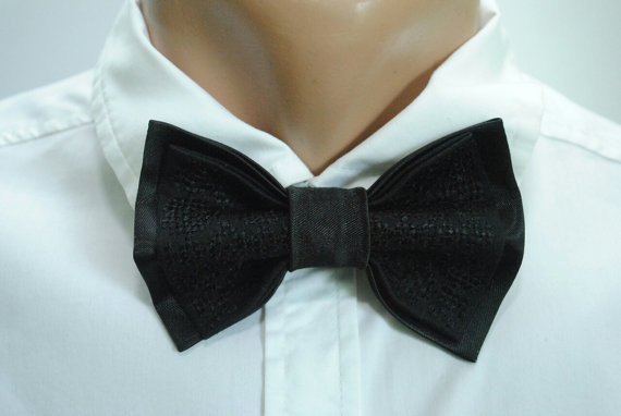 Свадьба - Wedding bow ties Black men's bow tie Bowtie for men Schwarz chevron fliegen Noeud pappillon noire Nero chevron papillon Sparre fluga