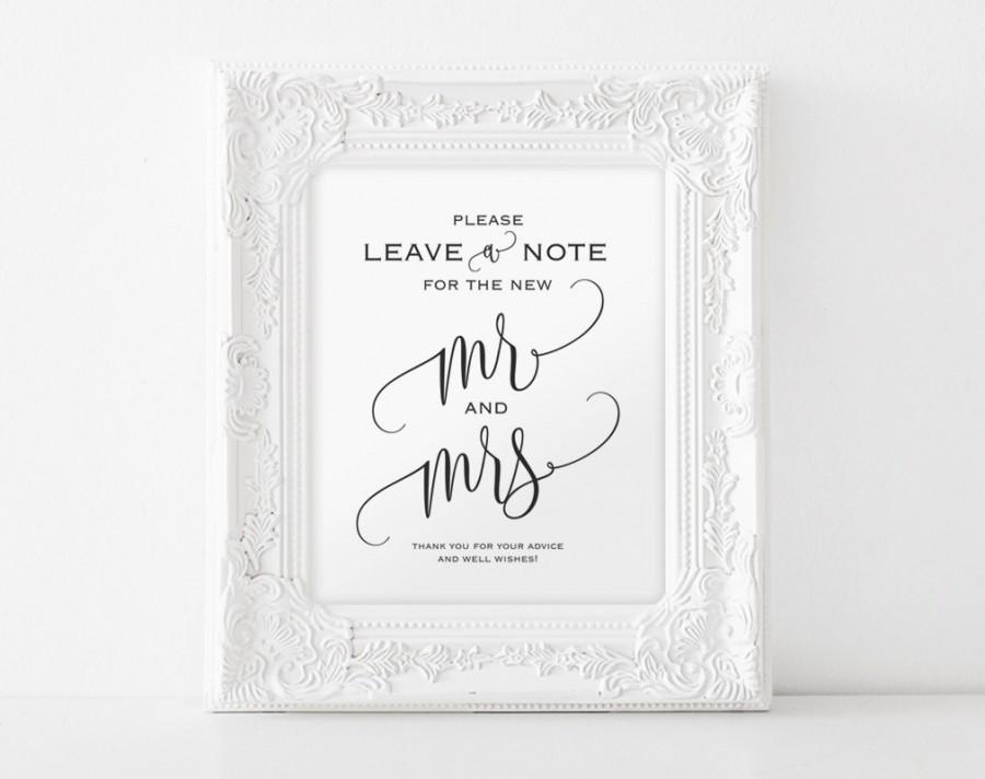 Mariage - Wedding Advice Sign, Please Leave a Note Sign, Wedding Sign, Guestbook Alternative, Well Wishes Sign, PDF Instant Download 