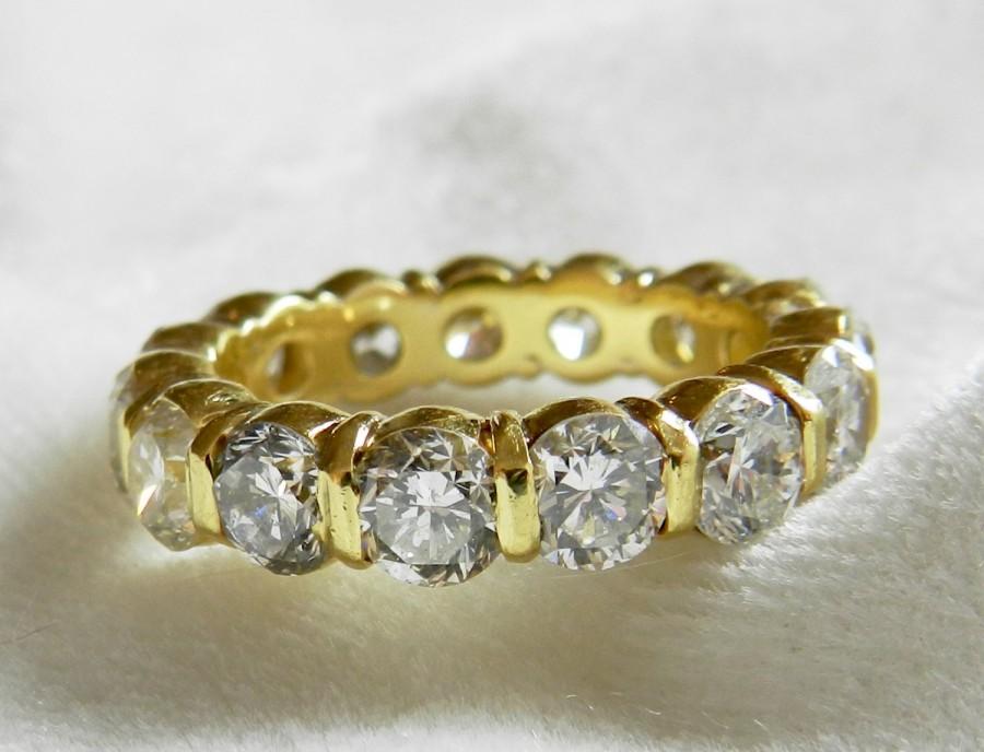 زفاف - Eternity Ring 7 Ct Diamond Wedding Band 14K Gold Ring Wedding Band 7 Carat tdw Eternity Diamond Anniversary Ring, Diamond Stacking Ring