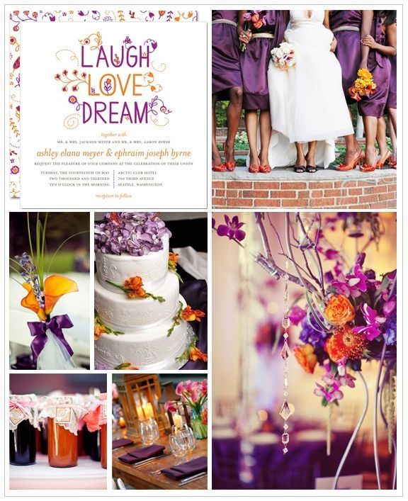 Hochzeit - Orange And Purple Wedding Inspiration Board