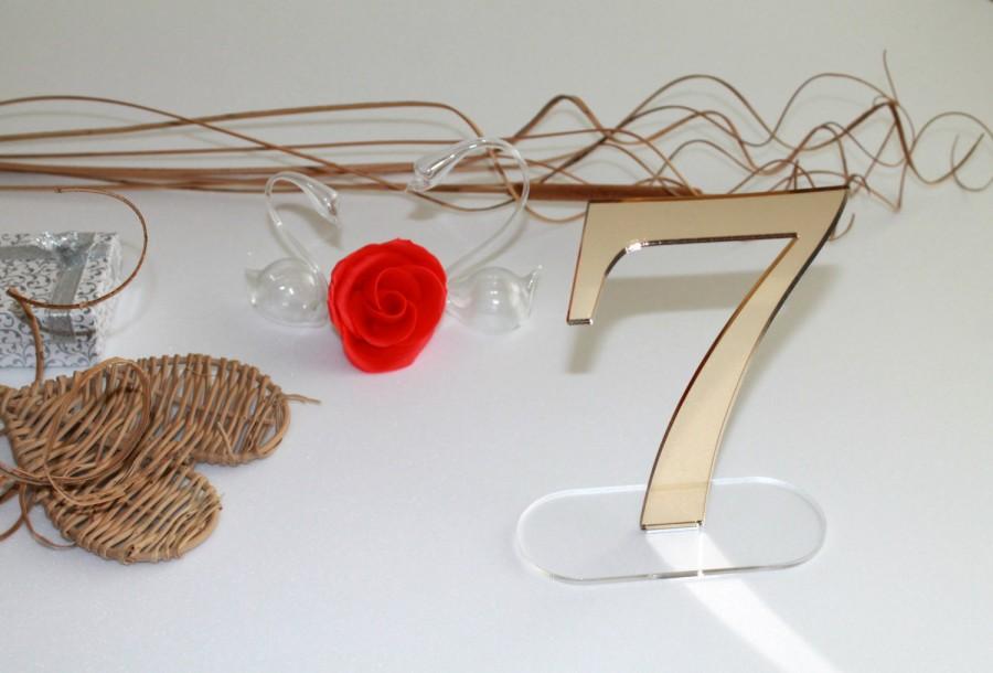 Hochzeit - Gold or Silver Mirror Wedding Table Numbers, Acrylic Mirror Wedding Signs, Decor for Wedding Party or Event