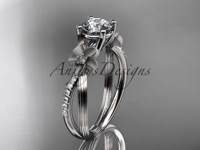 Wedding - 14kt white gold diamond leaf and vine wedding ring, engagement ring ADLR214