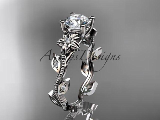 Wedding - platinum diamond leaf and vine wedding ring,engagement ring. ADLR151. nature inspired jewelry
