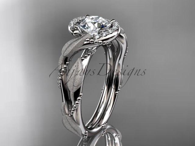 زفاف - 14kt white gold diamond leaf and vine wedding ring, engagement ring ADLR65