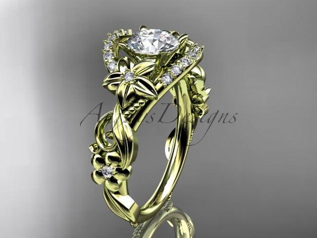زفاف - 14kt yellow gold diamond unique engagement ring,wedding ring ADLR211
