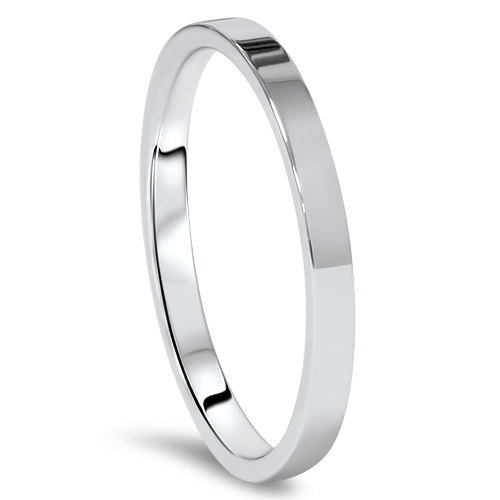 زفاف - New 10K Solid White Gold 2mm Flat Men's and Women's Wedding Band Ring Sizes 4-14 High Polished Stackable U.S made. Thumb/ Knuckle Rings
