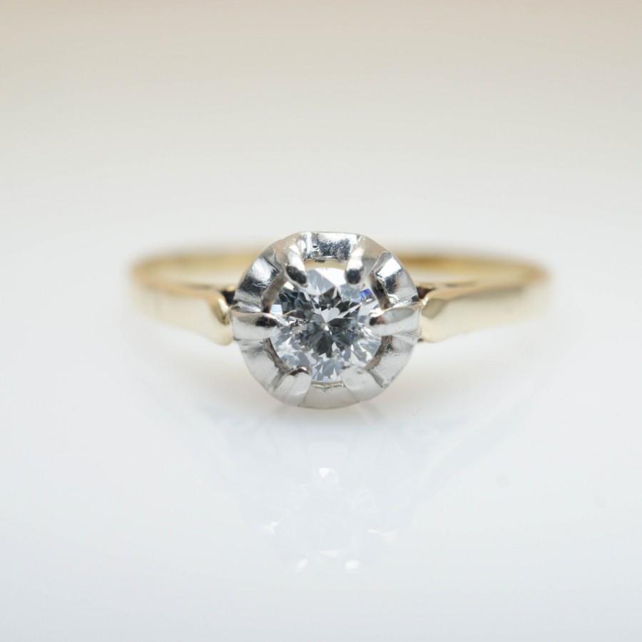Wedding - Vintage Diamond Ring .22ct Diamond Engagement Ring Gold Ring Delicate Ring Dainty Ring Unique Ring Wedding Ring Vintage Diamond Ring