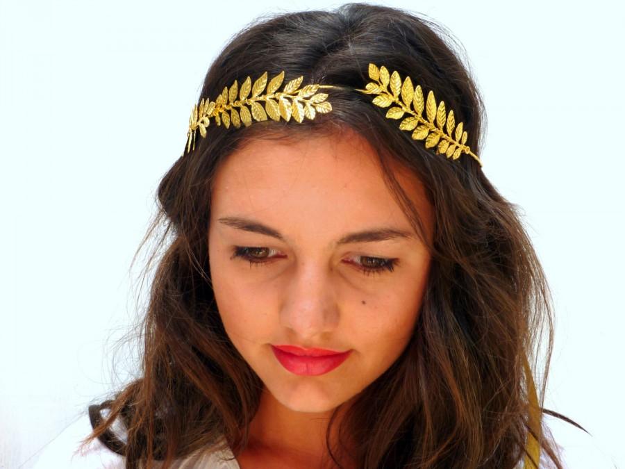 Wedding - Grecian headband, Golden leaf crown, Gold olive leaves Spring wedding hair accessories, Bridal headpiece, Floral headband