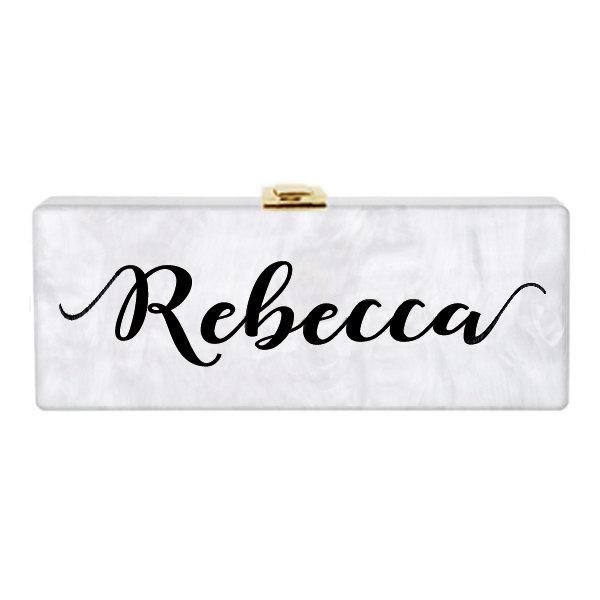 Wedding - Personalized Own Name Custom Acrylic Clutch,Bridal clutch,Evening clutch, Purse Handbag Chain Shoulder Bag