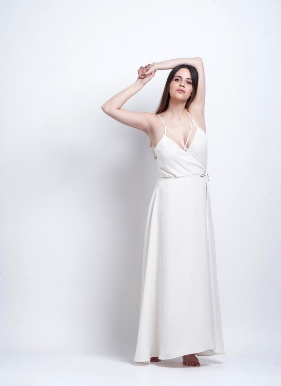 Hochzeit - Wedding dress ,Wrap white maxi dress, Bridal maxi dress, Engagement dress, Wedding dress, Wrap dress, Geometric wrap dress, Boho dress