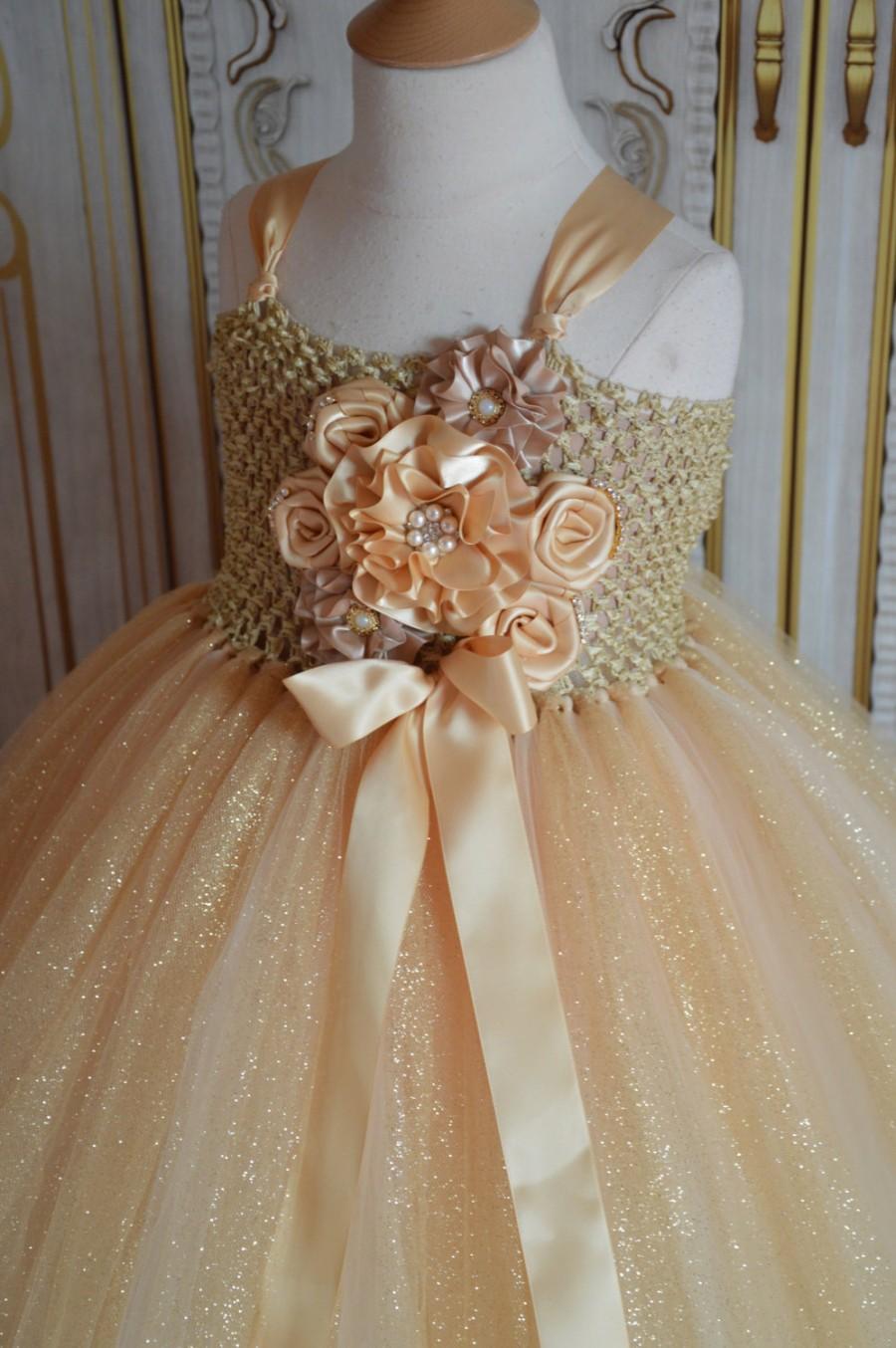 زفاف - All that Glitters is Gold flower girl tutu dress