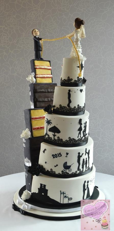 زفاف - Split Half And Half Wedding Cake
