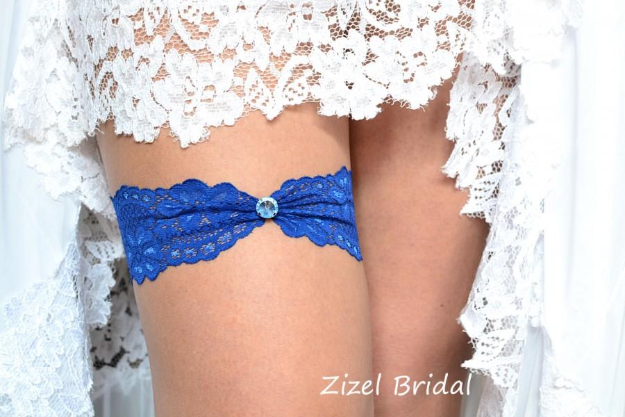 Mariage - Wedding Garter, Blue Wedding Garter, Bridal Garter, Rhinestone Garter, Lace Blue Garter, Something Blue,Toss Garter, Blue lace Garter