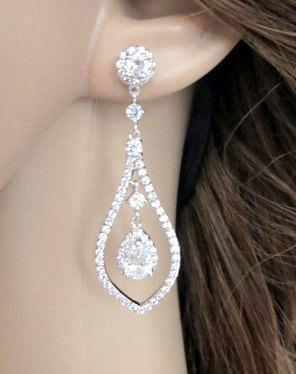 Wedding - Bridal earrings, Wedding earrings, Crystal earrings, Wedding jewelry, Chandelier earrings, Rhinestone earrings. Long bridal earrings
