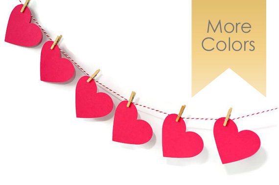 Mariage - Red Heart Paper Garland.  Photo Prop Banner 