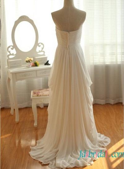 Wedding - H1584 Affordable strapless chiffon beach wedding dress