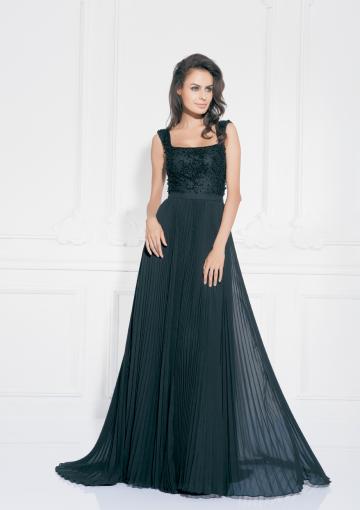 Mariage - Square Sleeveless Appliques Floor Length Chiffon Ruched A-line