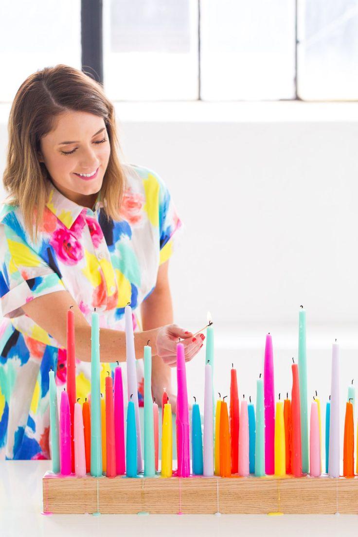 Hochzeit - Rainbow DIY Taper Candle Holder