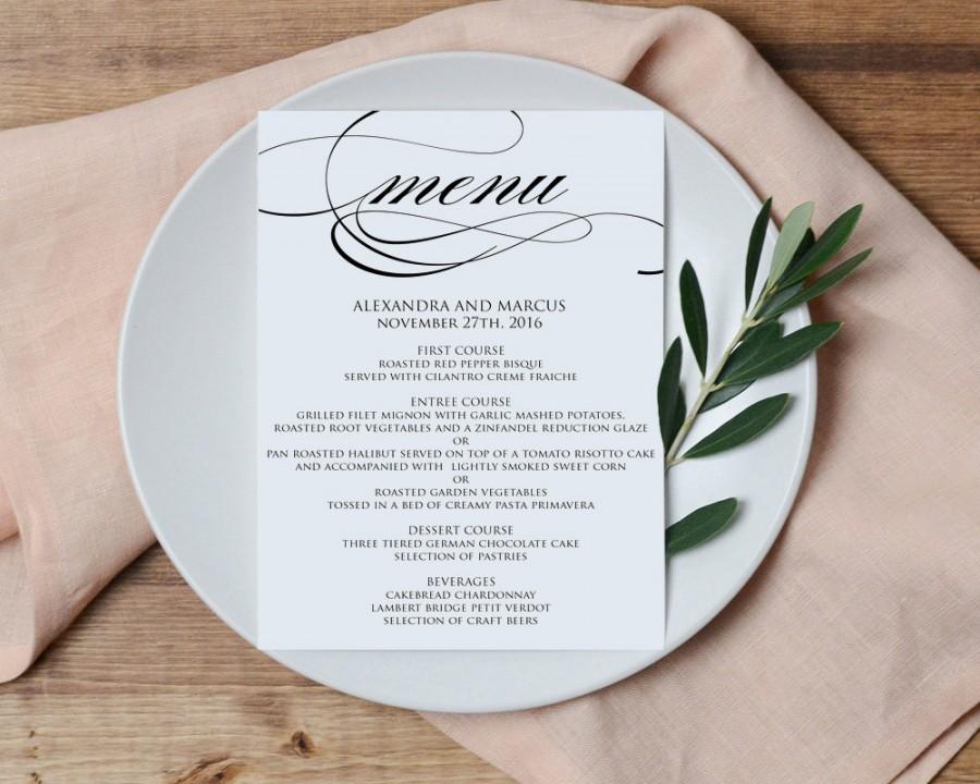 Свадьба - Wedding Menu Printable Template - Printable Menu - DIY Printable PDF Instant Download, Formal, DIY, Dinner Menu Printable, WBWD6