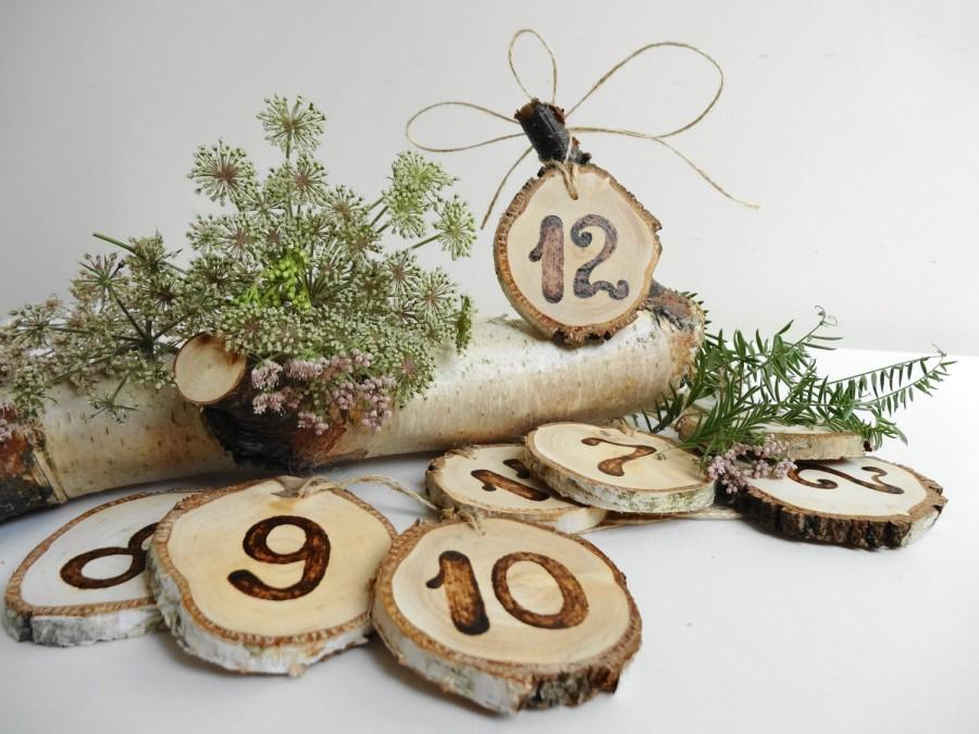 Wedding - 1-12 Table Numbers, Wood Table Numbers, Rustic Table  Numbers, Wood Burned Table Numbers, Birch Table Numbers, 1-12 Table Numbers