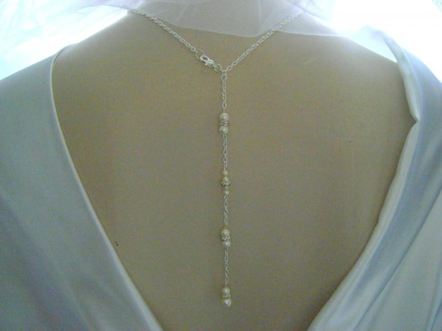 زفاف - Backdrop Pearl & Rhinestone Bridal Necklace