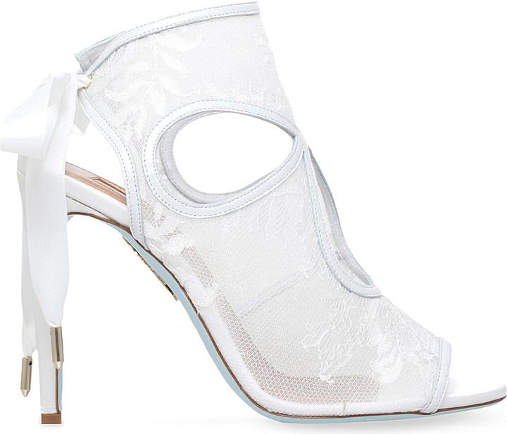 Hochzeit - AQUAZZURA Sexy thing bridal 105 lace and leather heeled sandals
